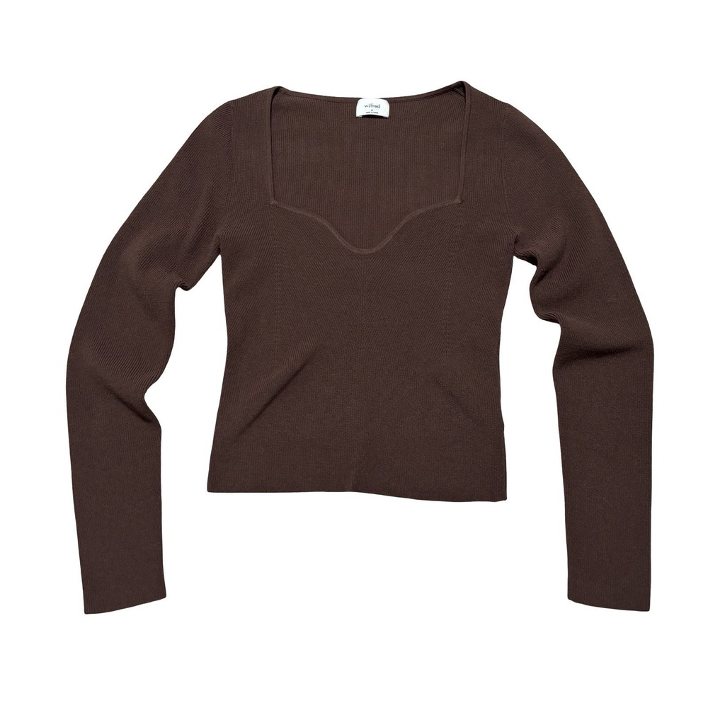 Aritzia Wilfred Women's Long‎ Sleeve Square Neck Lightweight Sweater Top M 13x19
